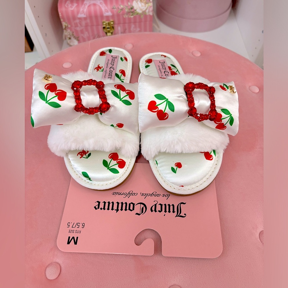 Juicy Couture Cherry Slippers 6.5 / 7.5